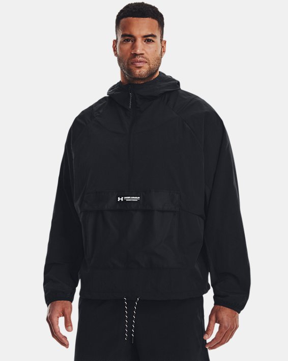 เสื้อแจ็คเก็ตอโนแรคซิปครึ่งตัว UA RUSH™ Woven สำหรับผู้ชาย in Black image number 0